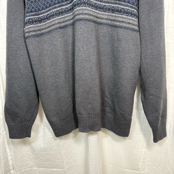 Oscar de la Renta Men’s 1/4 Zip Fair Isle Sweater Gray Blue Size‎ XL - Picture 4 of 7
